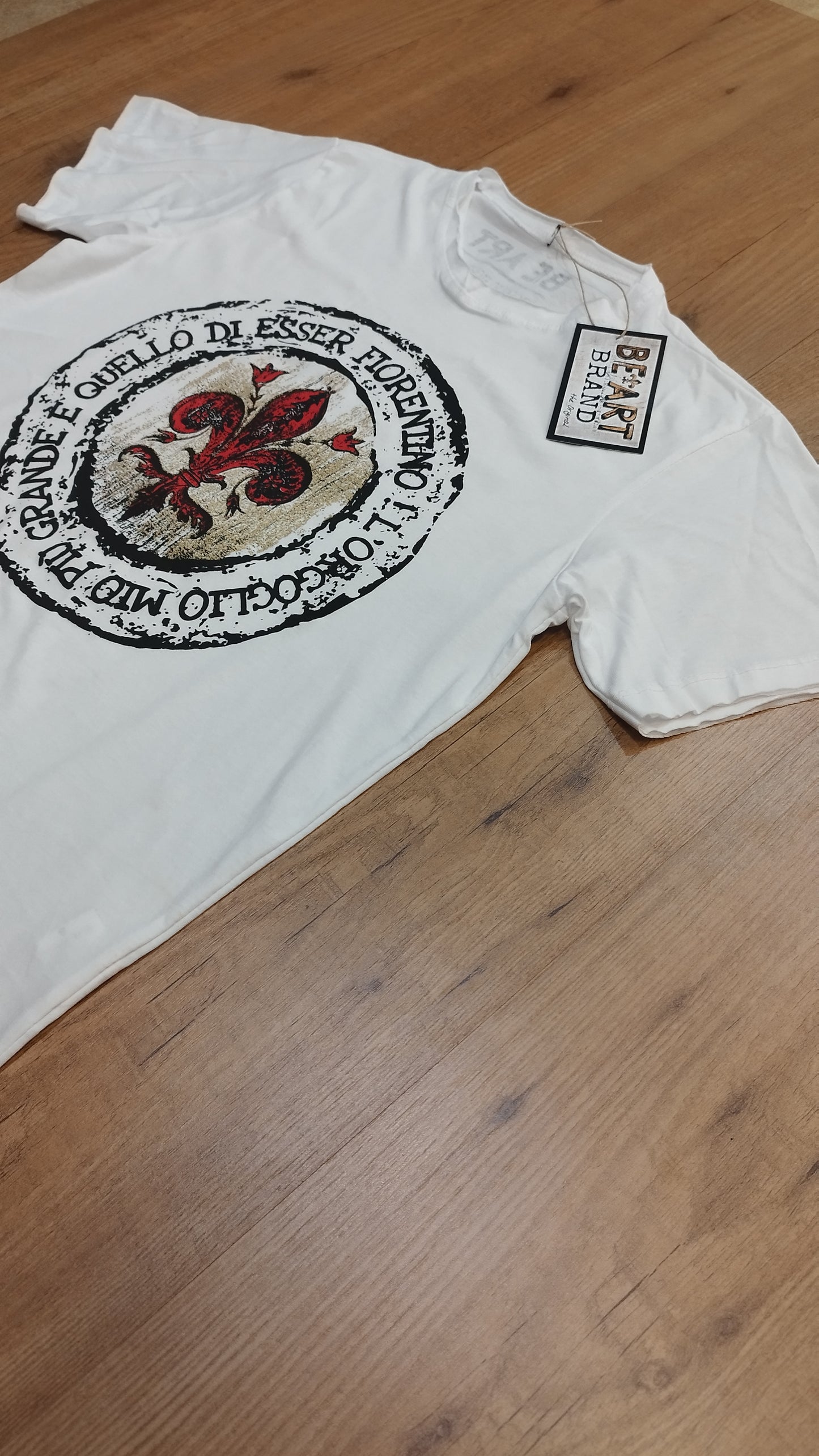 T-shirt BE ART Firenze – “ORGOGLIO FIORENTINO" bianca in cotone