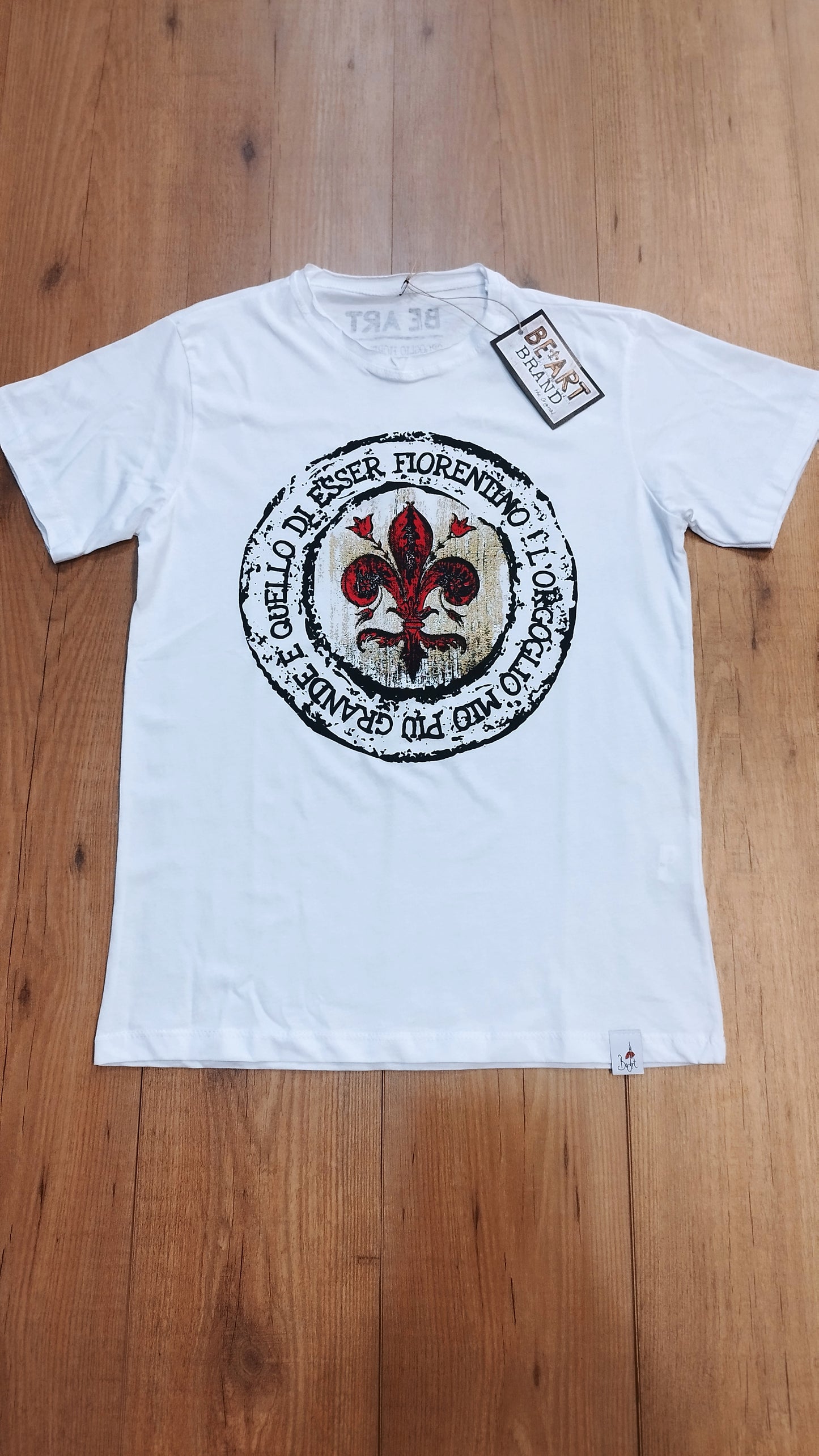 T-shirt BE ART Firenze – “ORGOGLIO FIORENTINO" bianca in cotone