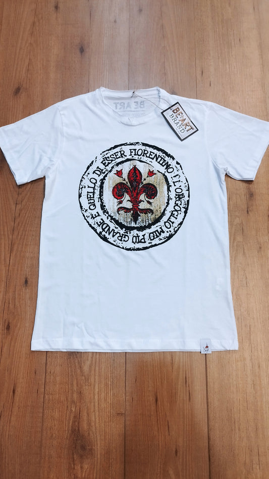 T-shirt BE ART Firenze – “ORGOGLIO FIORENTINO" bianca in cotone