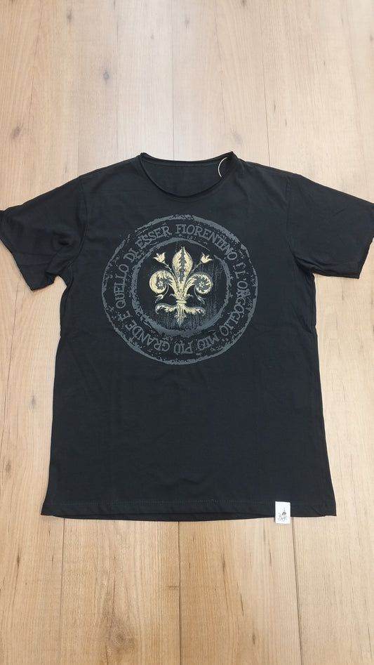 T-shirt BE ART Firenze – “ORGOGLIO FIORENTINO" nera  in cotone